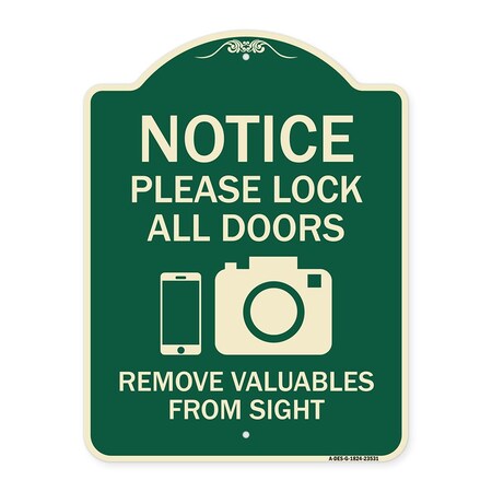 Signmission Lock All Doors Remove Valuable from Sight With Cell Phone and Camera G, A-DES-G-1824-23531 A-DES-G-1824-23531